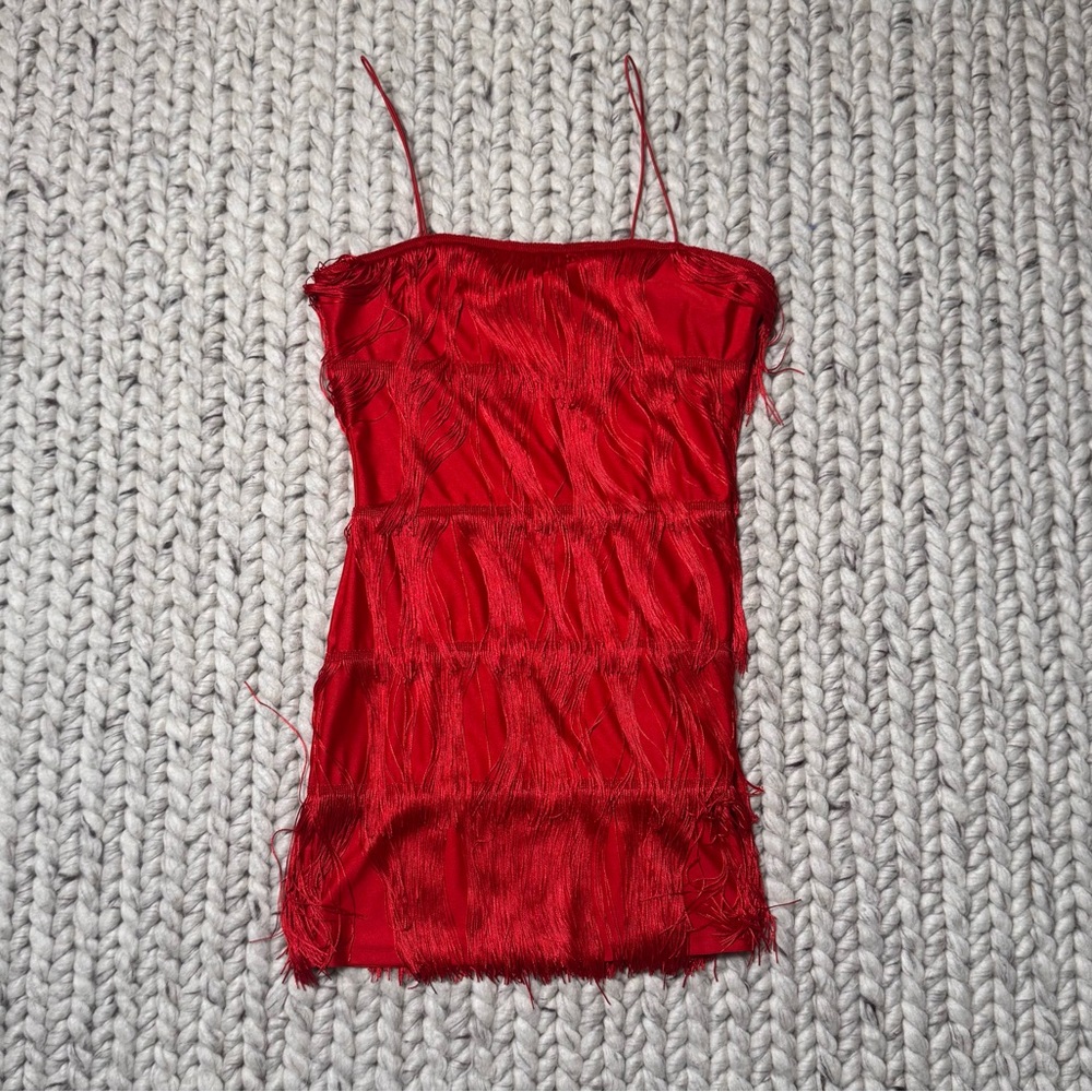 Thirty Thirty Vibrant Red Fringe Dress